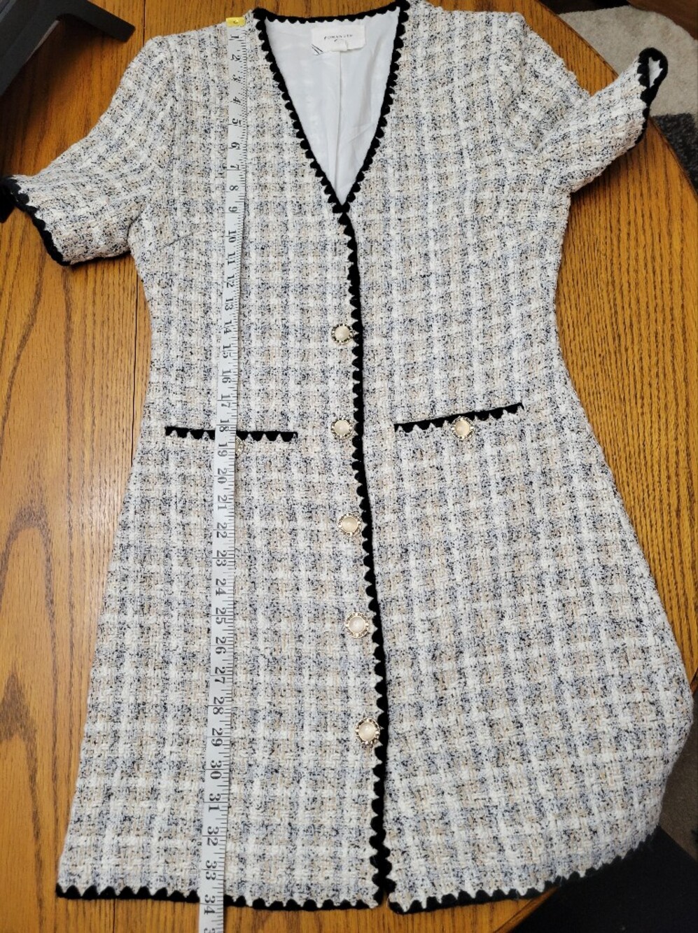 Pomander Place Tuckernuck White Tweed Josephine Mini Dress Size Small - Picture 10 of 11